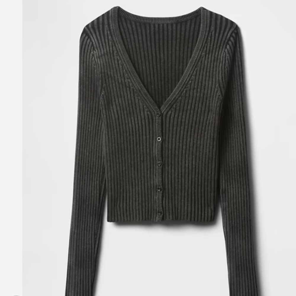 NWT GAP Women's Black Ribbed Cardigan